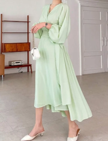Rochie medie Dazy, verde deschis Verde