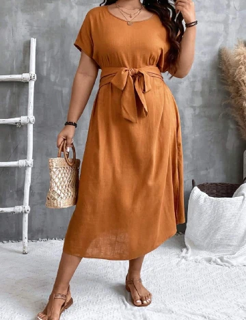 Rochie medie SHEIN CURVE, maro