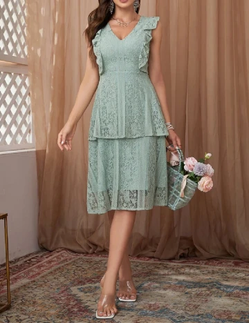 Rochie medie Ticosa, verde