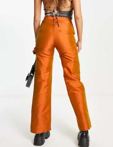 Pantaloni COLLUSION, caramiziu