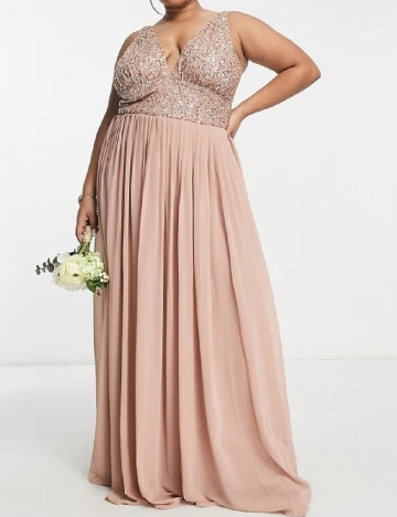 Rochie lunga Beauut Plus Size, roz pudra Roz