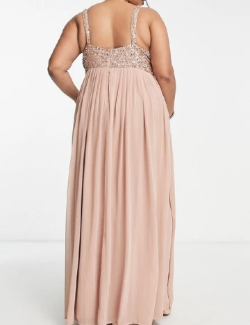 Rochie lunga Beauut Plus Size, roz pudra Roz