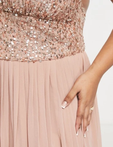 Rochie lunga Beauut Plus Size, roz pudra Roz