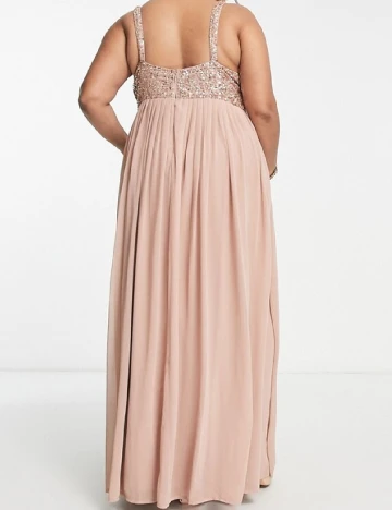 Rochie lunga Beauut Plus Size, roz pudra Roz