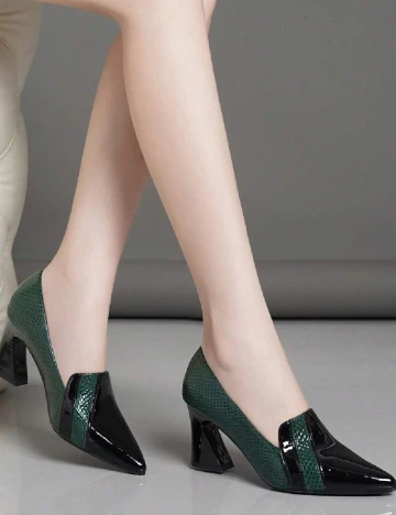 Pantofi SHEIN, negru/verde