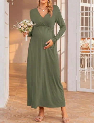 Rochie lunga SHEIN Maternity, verde