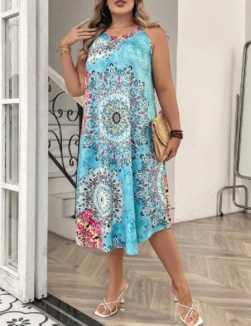 Rochie medie SHEIN CURVE, turcoaz Albastru