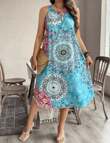 Rochie medie SHEIN CURVE, turcoaz Albastru