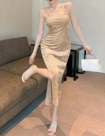 Rochie medie Dazy, bej Crem