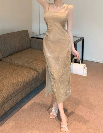 Rochie medie Dazy, bej Crem