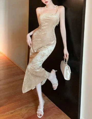 Rochie medie Dazy, bej Crem
