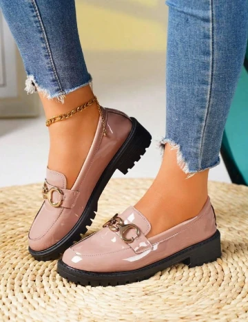 Mocasini SHEIN, roz pudra
