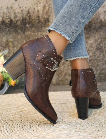 Botine SHEIN, maro