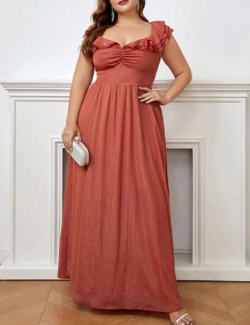 Rochie lunga SHEIN CURVE, caramiziu