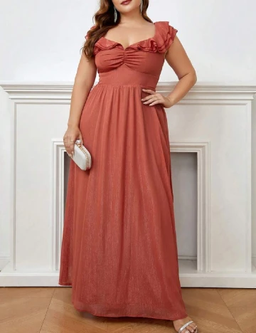 Rochie lunga SHEIN CURVE, caramiziu