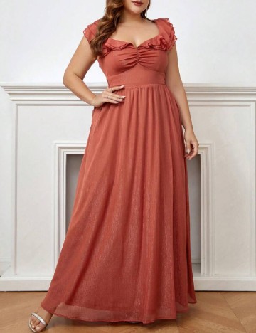 Rochie lunga SHEIN CURVE, caramiziu