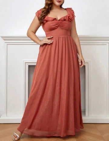 Rochie lunga SHEIN CURVE, caramiziu