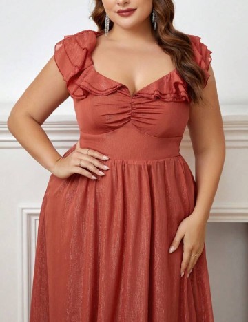 Rochie lunga SHEIN CURVE, caramiziu