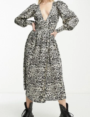Rochie medie Violet Romance, animal print