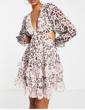 Rochie scurta Miss Selfridge, animal print