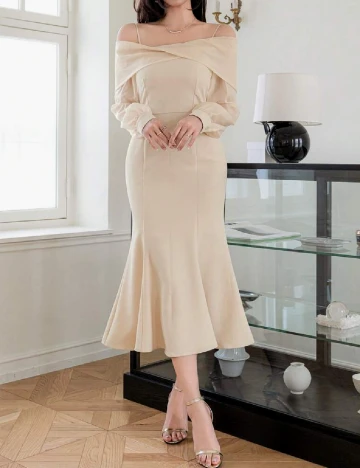 Rochie medie Dazy, crem Crem