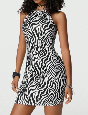 Rochie scurta SHEIN, alb/negru