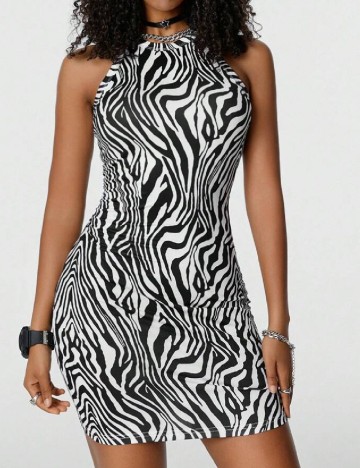 Rochie scurta SHEIN, alb/negru