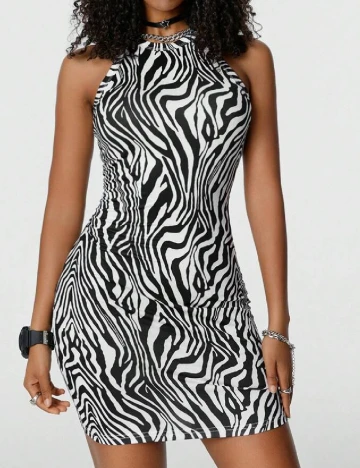 Rochie scurta SHEIN, alb/negru
