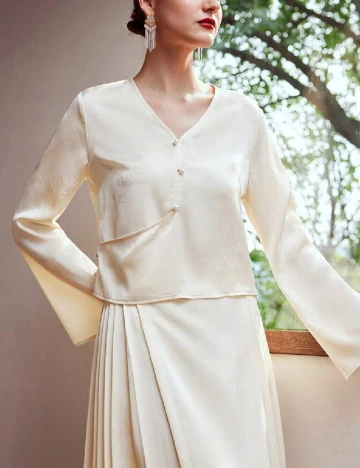 Bluza MOTF, ecru Alb