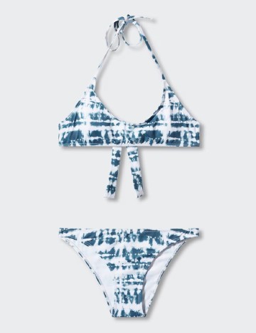 Costum de baie Mango Teen, alb/albastru
