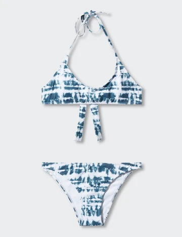 Costum de baie Mango Teen, alb/albastru