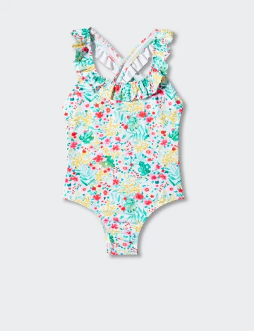 Costum de baie Mango Kids, floral print Floral print