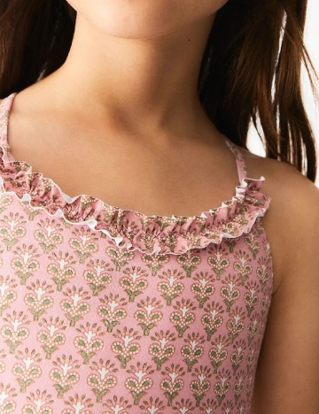 Costum de baie Mango Kids, roz pudra Roz