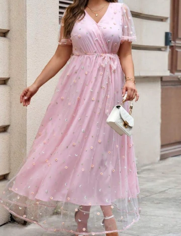 Rochie lunga SHEIN CURVE, roz Roz