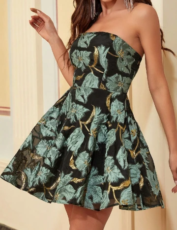 Rochie scurta SHEIN, negru/verde
