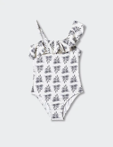 Costum de baie Mango Kids, ecru Alb