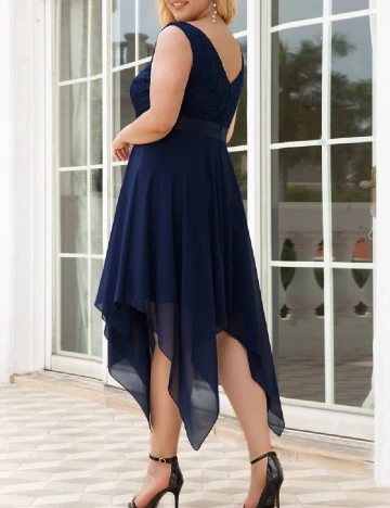 Rochie medie Ever-Pretty Plus Size, albastru Albastru