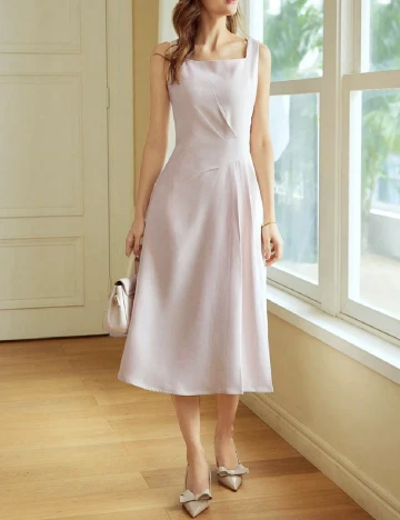 Rochie medie MOTF, roz pal Roz