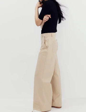 Pantaloni H&M, crem Crem