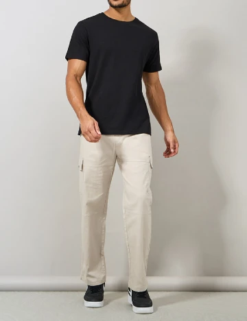Pantaloni Styli, crem