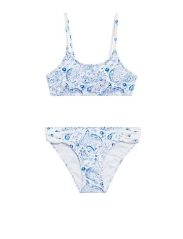 Costum de baie Mango Kids, alb/albastru Alb