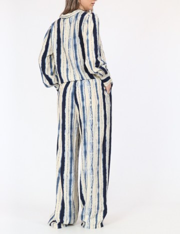Pantaloni Vero Moda, crem/albastru