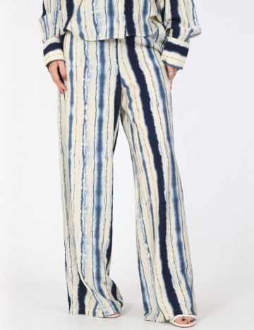 Pantaloni Vero Moda, crem/albastru