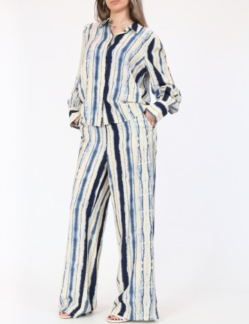 Pantaloni Vero Moda, crem/albastru