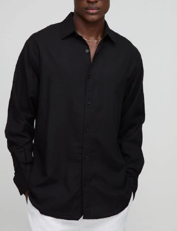 Camasa Oversize Boohoo MAN, negru Negru