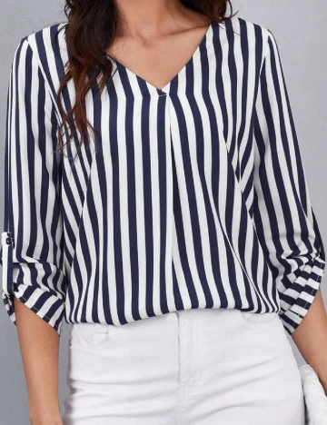 Bluza SHEIN, bleumarin/alb