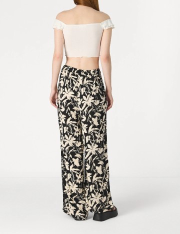 Pantaloni Boohoo, negru/ecru