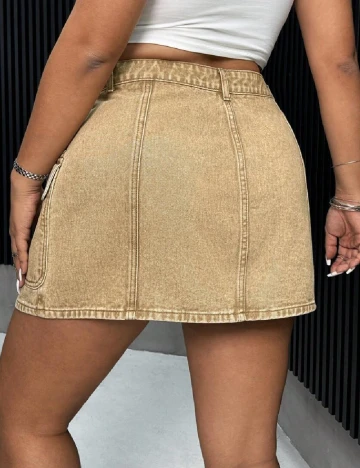 Fusta SHEIN CURVE, maro deschis