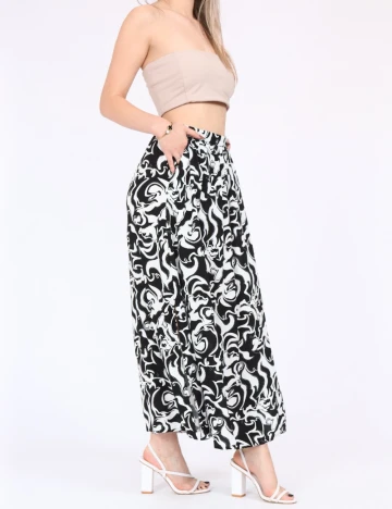 Fusta Vero Moda, alb/negru