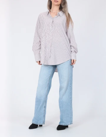 Camasa Oversize Vero Moda, alb/maro